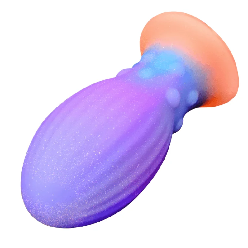 anal toys with swirly shapes-Aurora Luminous Butt Plug Anal Toy With Soft Liquid Silicone Material -Laphwing