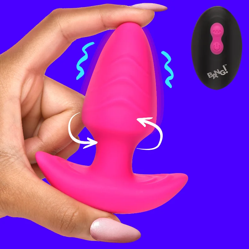 cock ring versatile finish-Rotating and Vibrating Silicone Butt Plug - Pink