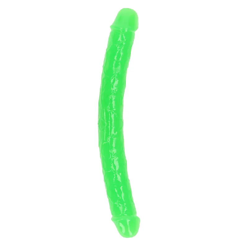 penis-nerve-health-advice-RealRock Glow in the Dark Double Dong 12 in. Dual-Ended Dildo Neon Green