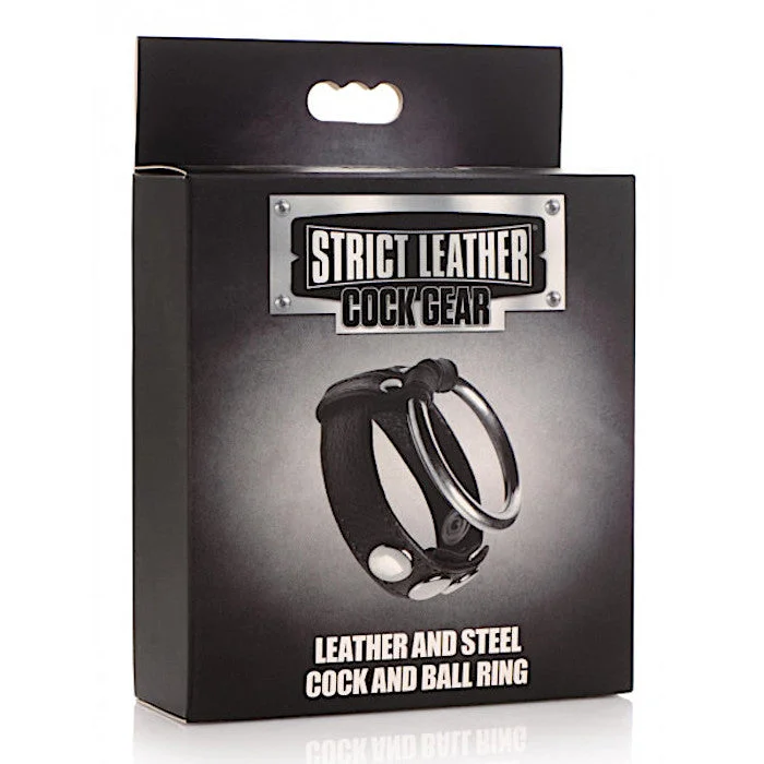 cock ring duo design-Strict ''Leather & Steel'' Cock Ring