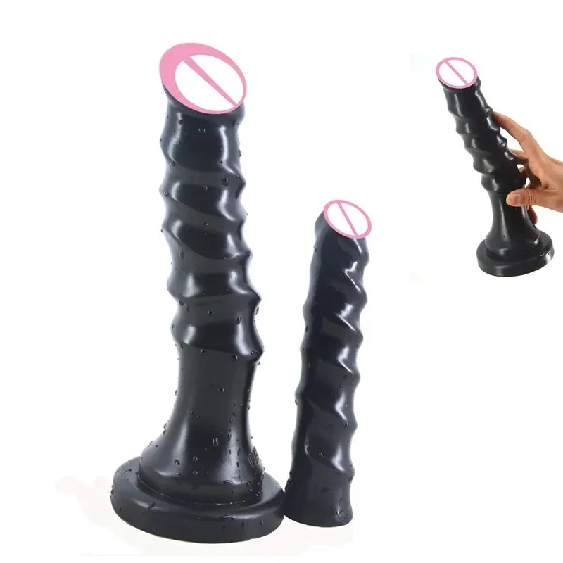 anal toys with textured hold-New Black Ribbed dildo Anal Plug Butt Plug Beginner Silicone Adult Products Prostate Massager Anal Sex Toy for Men Women Couples