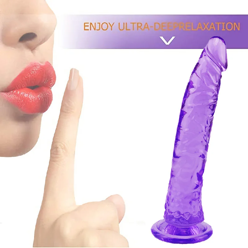 riveted corset top-Dildo-animated-8 Inch small straight purple dildo