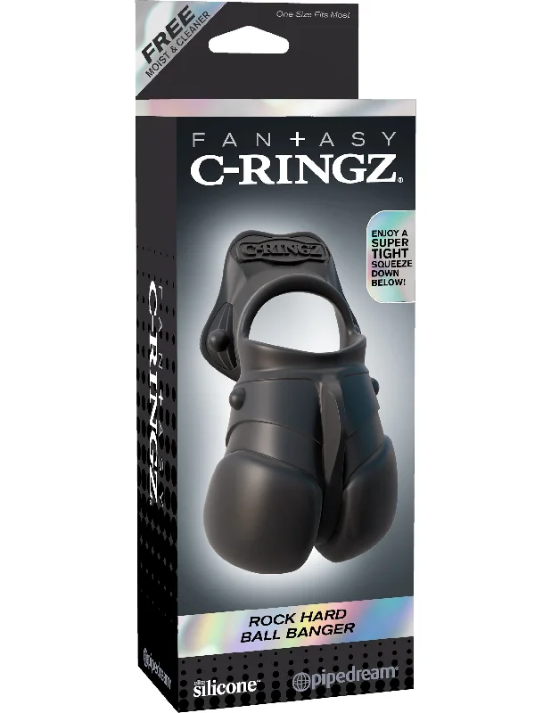 cock ring smooth fit-C-Ringz ''Rock Hard'' Ball Banger -Blk