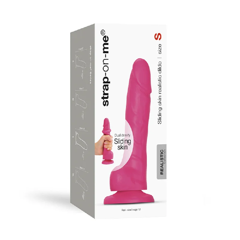 reusable bra inserts-Dildo-growling-Strap-on-me Sliding Skin Realistic Dual-density Dildo Fuchsia S