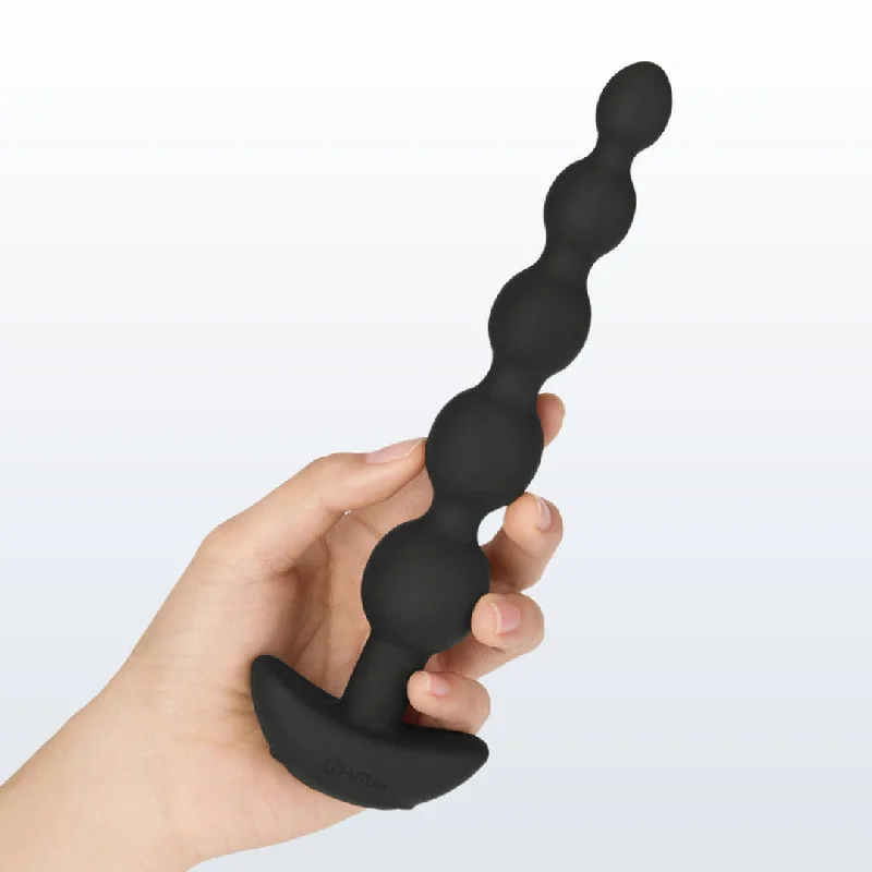 anal toys for close vibes-B-Vibe Cinco Beads XL Vibrating Anal Beads - Black