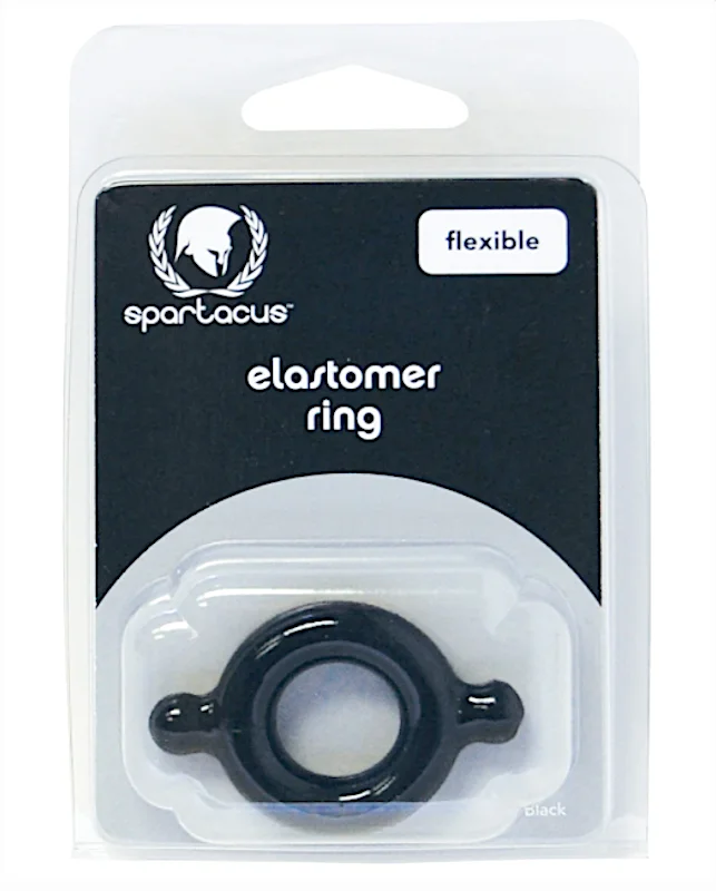 cock ring duo texture-Spartacus ''Elastomer'' Cock Ring -Blk