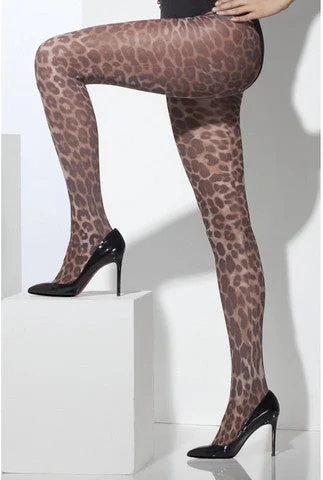 feather-light briefs-Opaque Leopard Print Tights