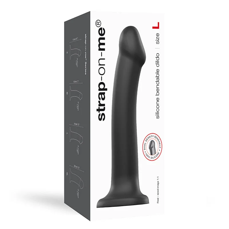 satin lounge set-Dildo-worn-Strap-on-me Semi-realistic Dual Density Bendable Dildo Black Size L