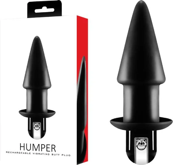 cock ring smooth finish-Excellent Power HUMPER  Rechargeable Silicone Vibrating Butt Plug Black