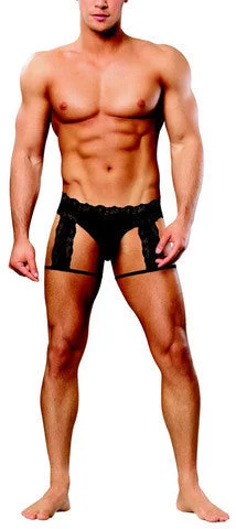 soft linen thong-G-String Garter Short - Black - Large/Extra Large