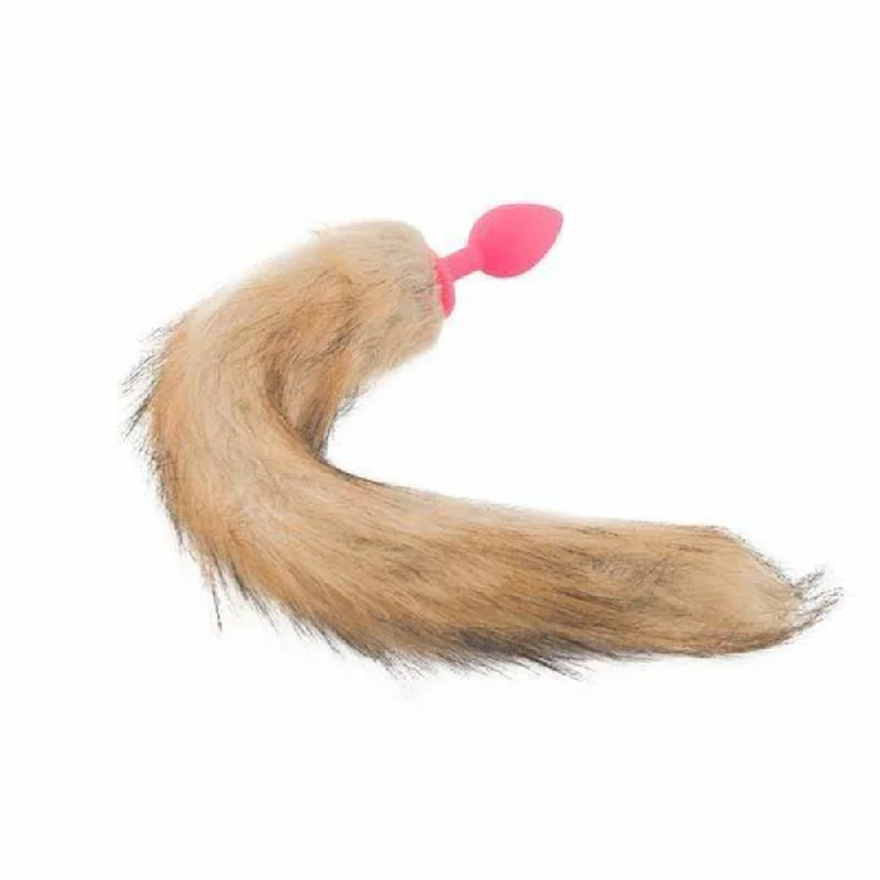 cock ring duo design-Brown & Pink Fox Silicone Tail, 18"