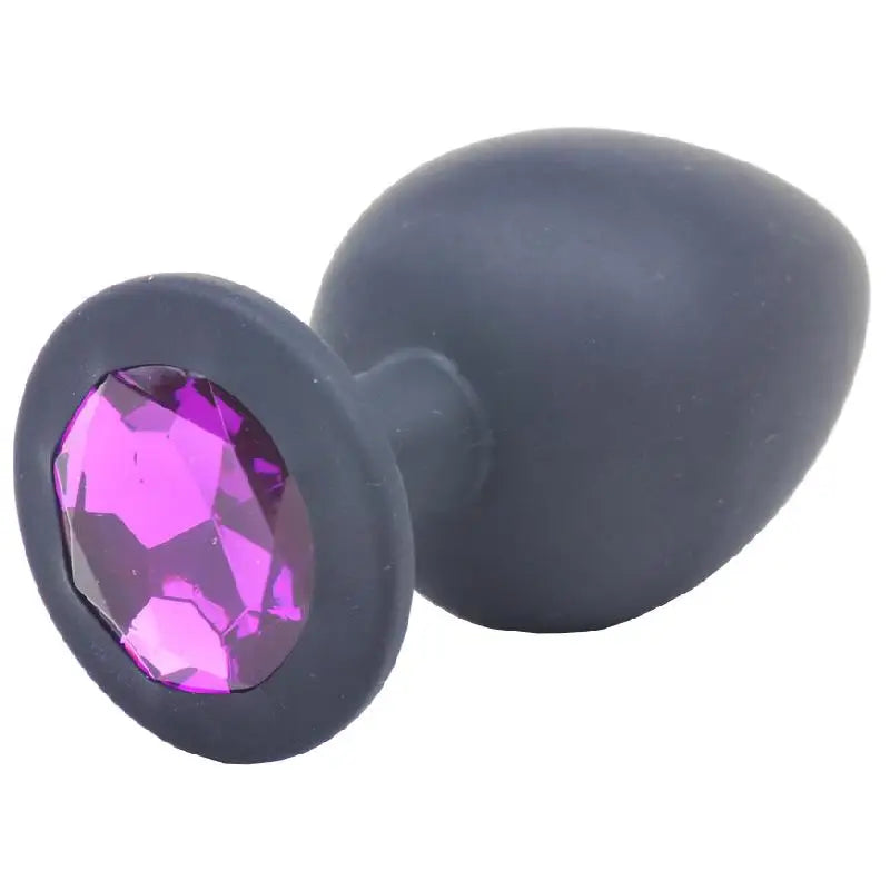 cock ring neat design-3.5-inch Silicone Black Large Jewelled Butt Plug with Diamond Base