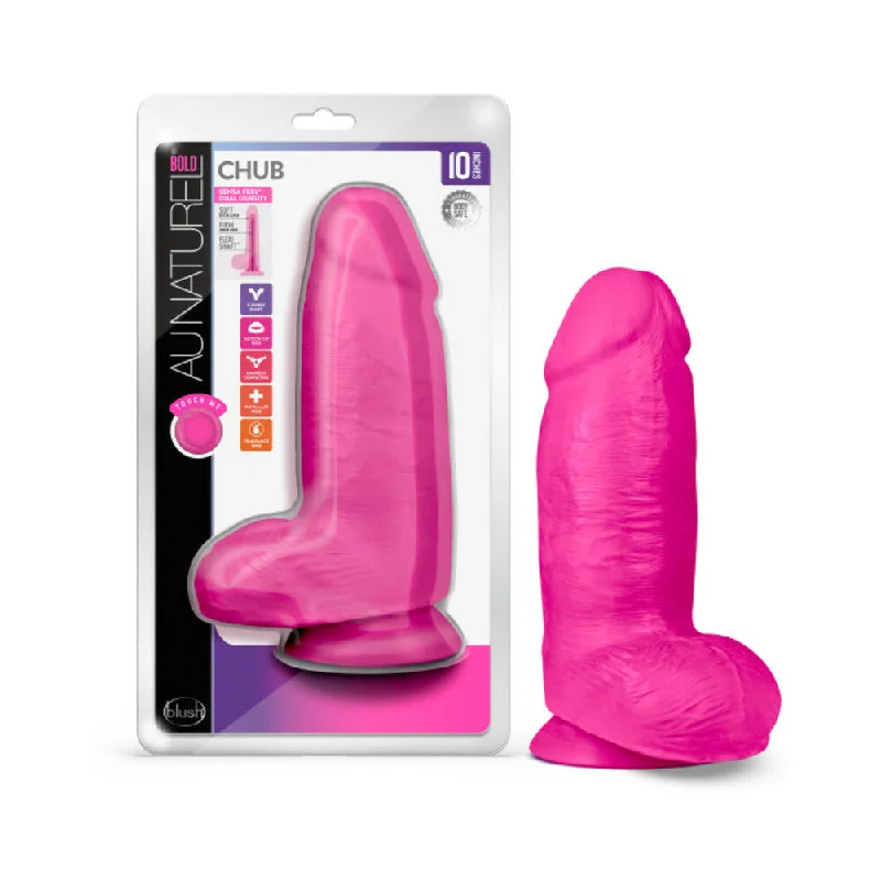 sheer hot pink panties-Dildo-spoken-Au Naturel Bold Chub Dildo 10 In. Pink