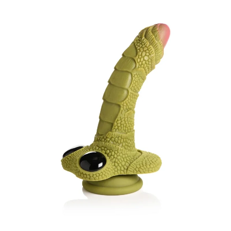 penis-exercise-safety-guide-Creature Cocks Swamp Monster Scaly Silicone Dildo Green