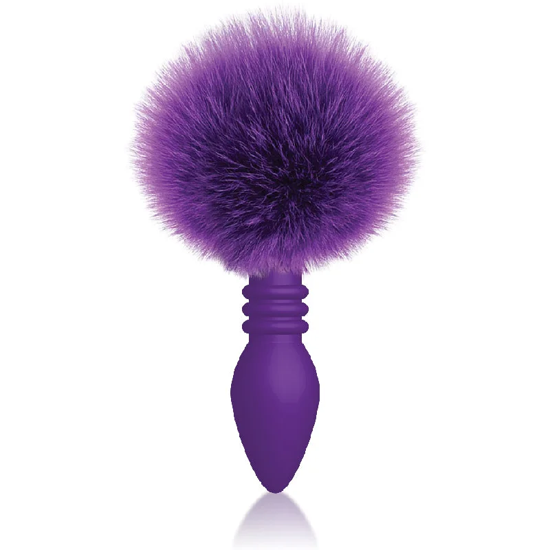 cock ring striking texture-The 9's Cottontails Silicone Bunny Tail Butt Plug - Ribbed Purple