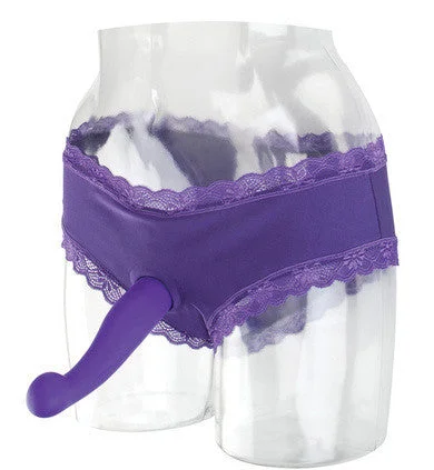 cock ring muted texture-Silicone Love Rider Hipster Harness - Purple