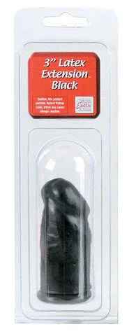 cock ring versatile style-Latex Extension Smooth Cock Head 3-inch - Black