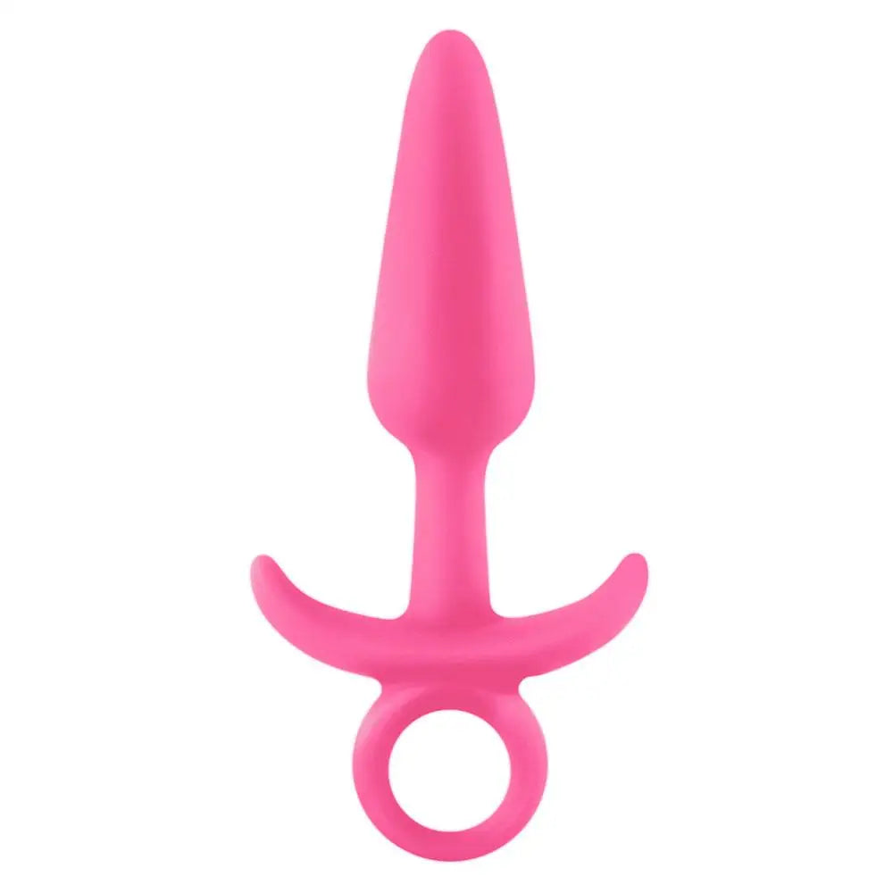 cock ring deep texture-5-inch Ns Novelties Silicone Pink Medium Butt Plug with Finger Loop