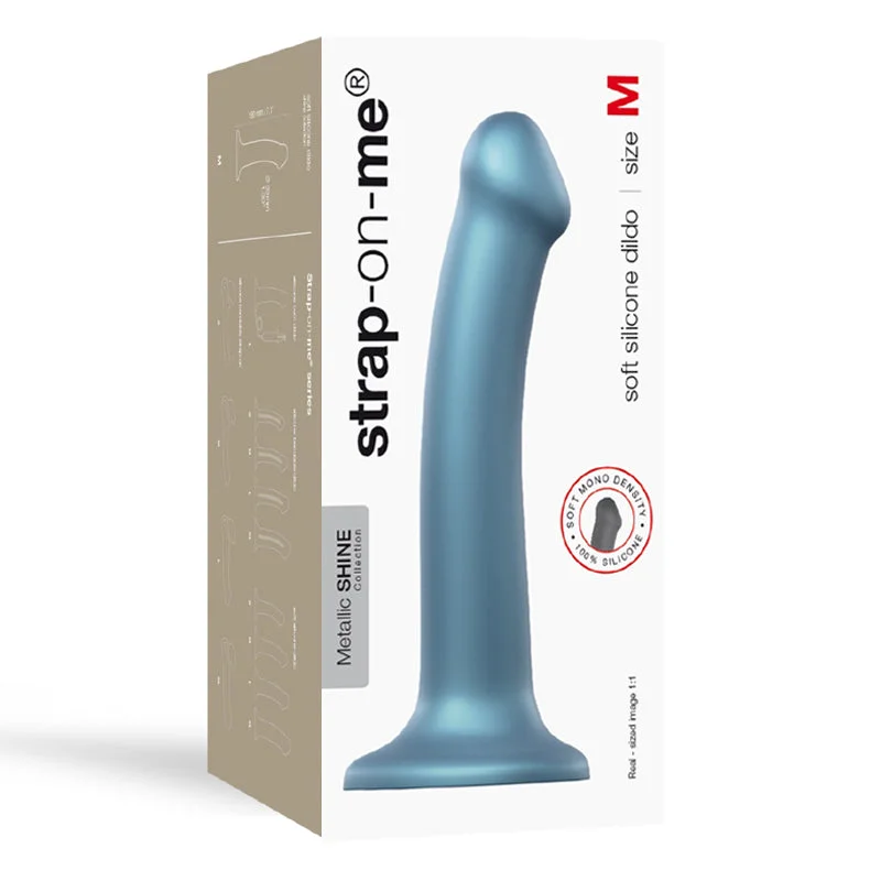 seamless pleated thong-Dildo-disheveled-Strap-on-me Mono Density Dildo Metallic Duck Blue Size M - Shine