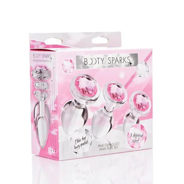 anal toys with mini grip-Booty Sparks Pink Gem Glass Anal Set