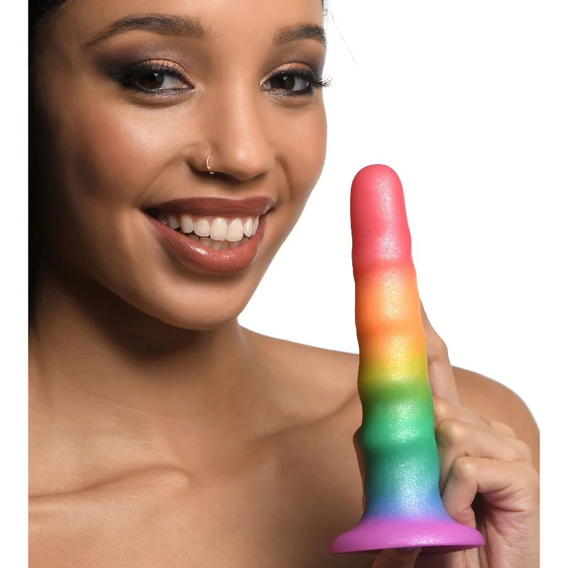 playful gangster costume-Dildo-bellowing-Simply Sweet Zigzag Rainbow Dildo