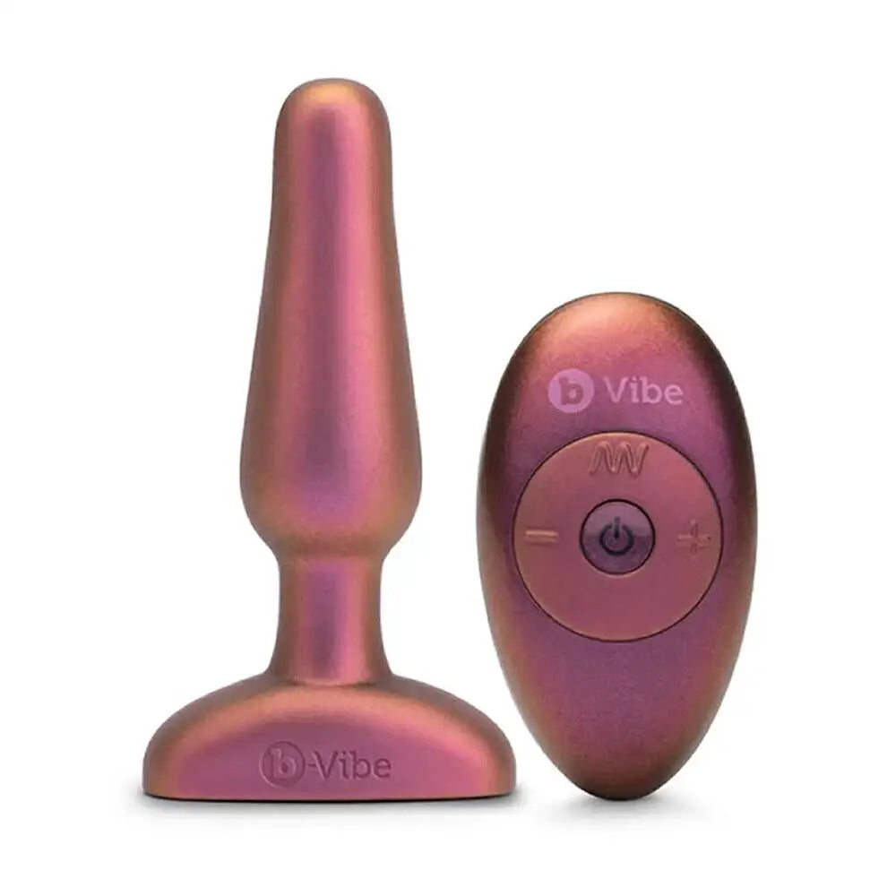 cock ring sensation grip-B-vibe Silicone Purple Rechargeable Butt Plug with Remote