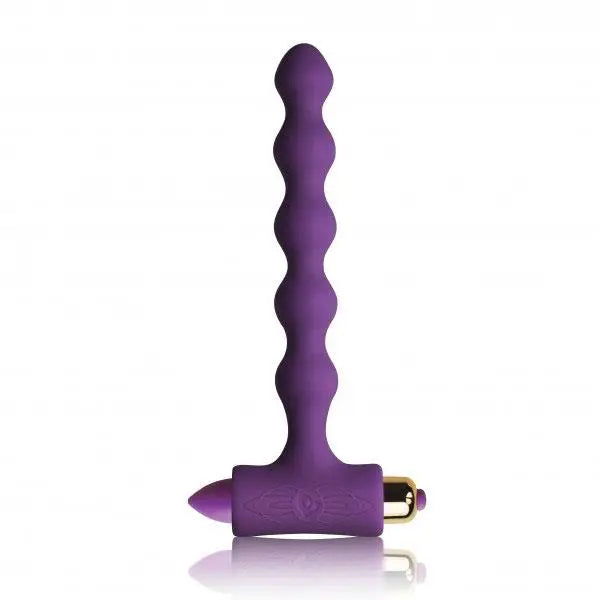 cock ring swift texture-6.75-inch Rocks off Pearls Silicone Purple Vibrating Butt Plug