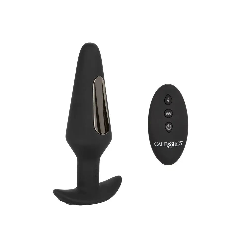 cock ring deep grip-Colt Silicone Black Estim Rechargeable Butt Plug with Flared Base