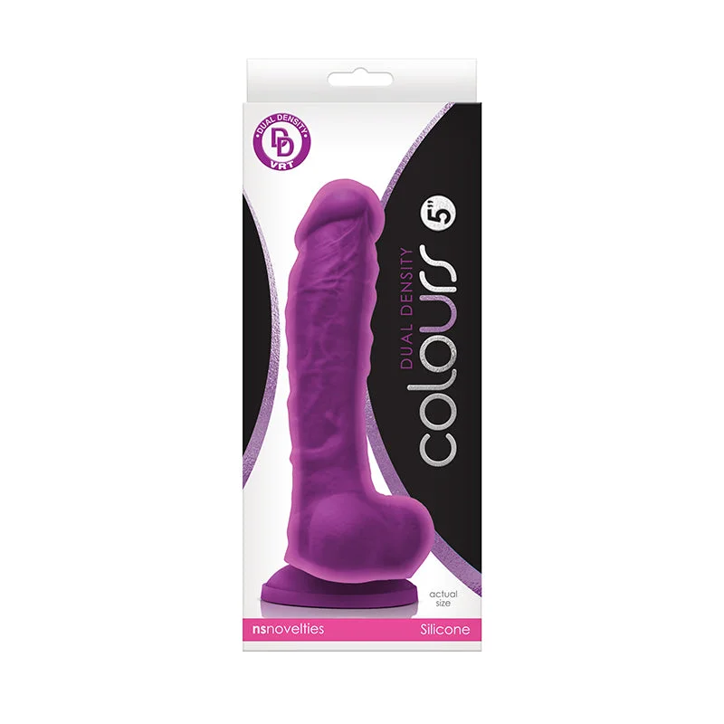 men’s suede briefs-Dildo-roaring-Colours Dual Density 5 inches Purple Dildo