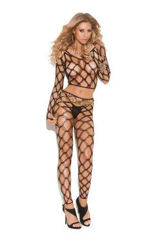 sexy wizard outfit-2 Piece Diamond Net Cami Top Set - Black - One Size