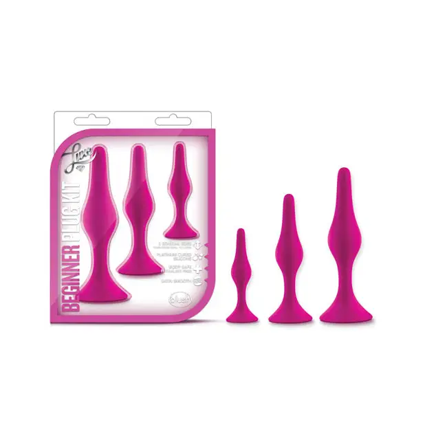 cock ring optimal texture-Blush Luxe 3-Piece Silicone Beginner Plug Kit