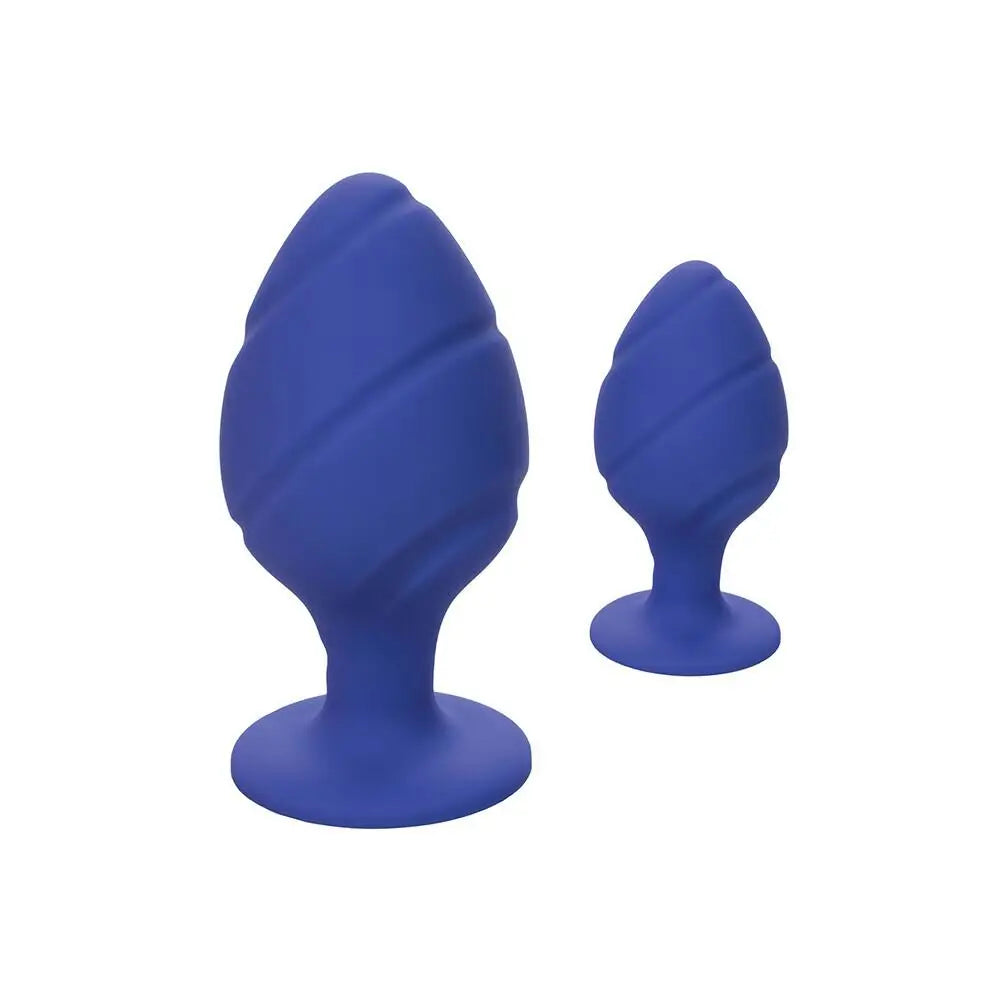 cock ring swift finish-California Exotic Silicone Purple Butt Plug Set with Suction Cup