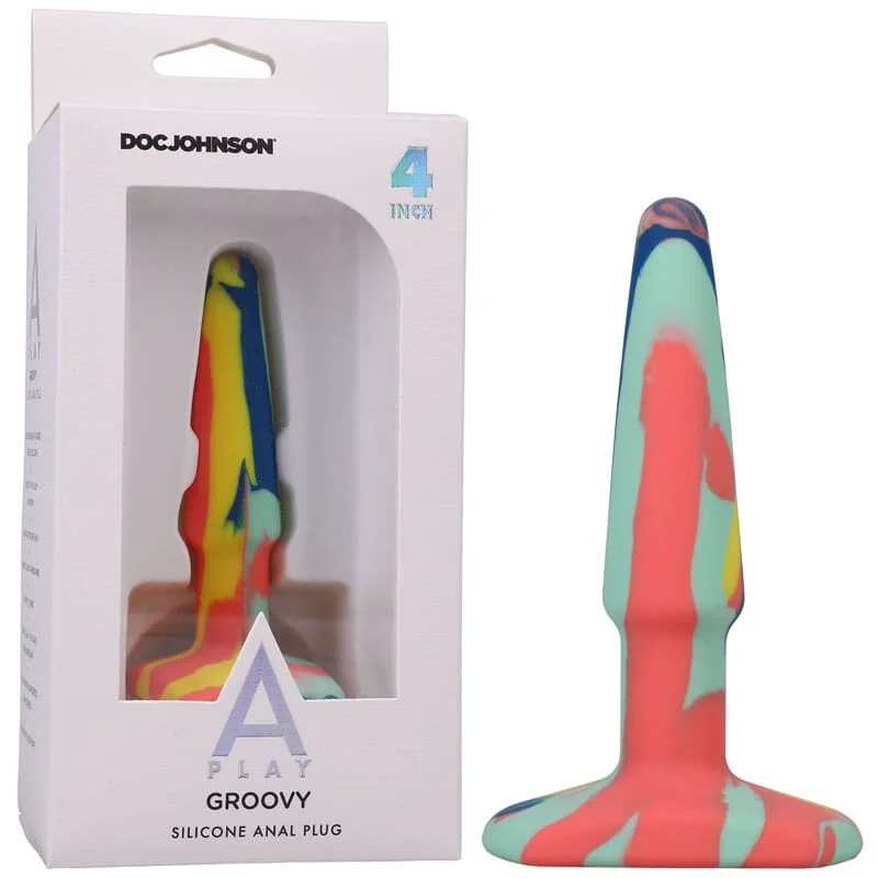 anal toys with classic design-A-Play Groovy Silicone Anal Plug- 4 inch