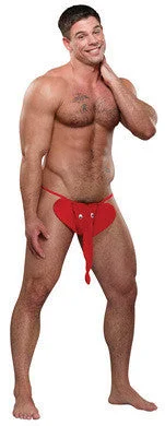 men’s alpaca boxers-Squeaker Elephant G-string  - Red - One Size