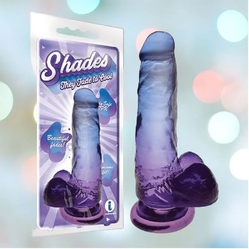 anal toys for tender play-Shades 7" Gradient Jelly Dong - Blue and Violet