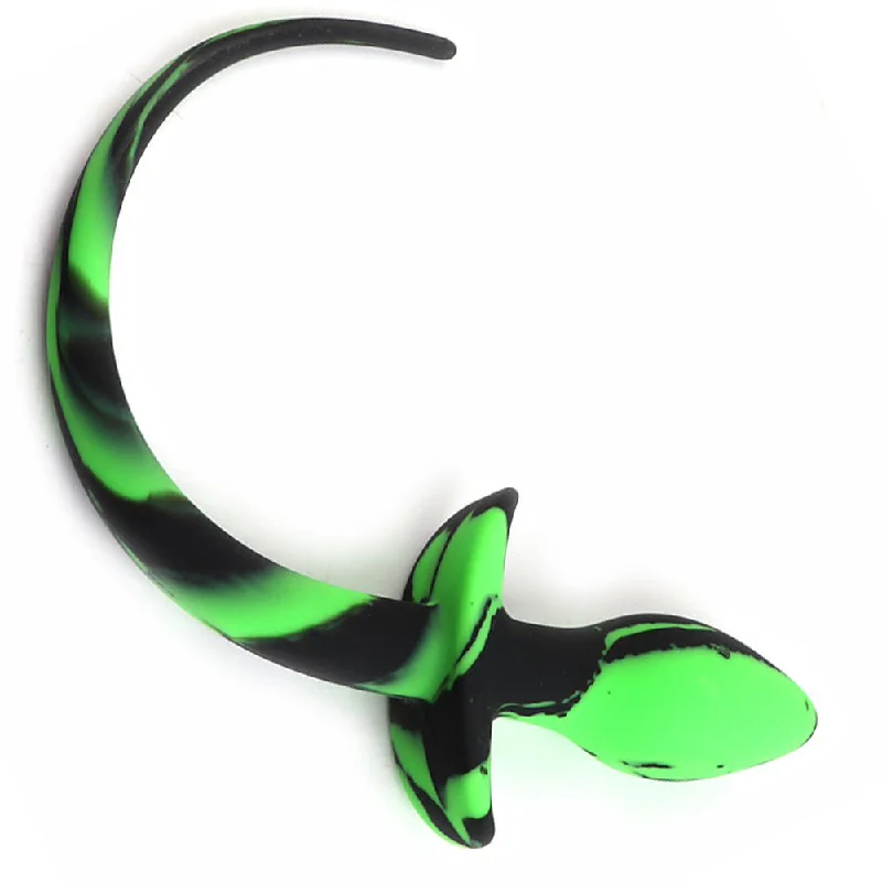 cock ring duo fit-ruff GEAR Silicone Swirl Pup Tail Green