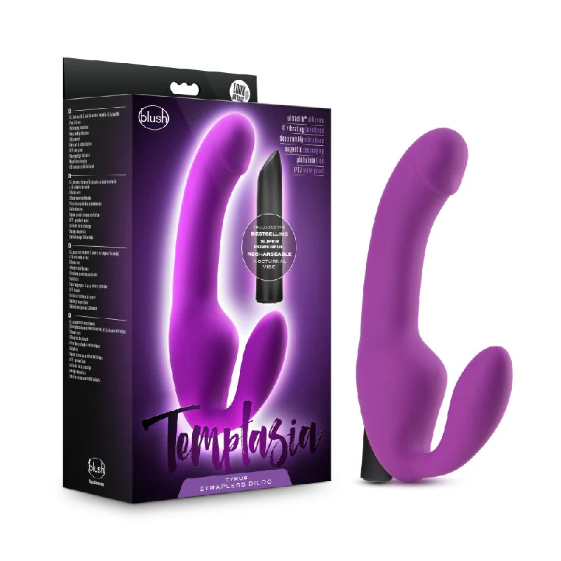 linen boyshort panties-Dildo-chirping-Temptasia By Blush® | Cyrus Purple 8.5-Inch Long Rechargeable Vibrating Dildo