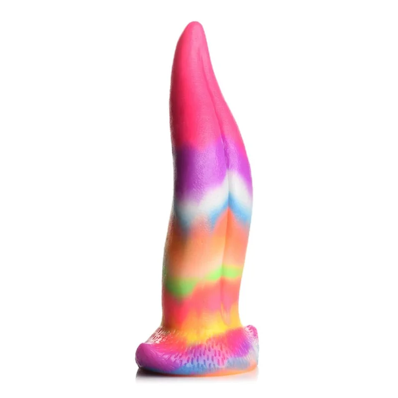 penis-growth-facts-explained-Creature Cock Unicorn Tongue Glow-In-The-Dark Silicone Dildo Multi Colour