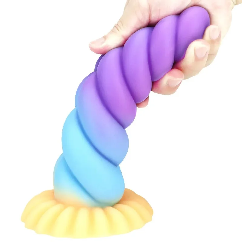 anal toys for pulsing thrills-Multicolor Liquid Silicone Fantasy Anal Butt Plug Animal Penis Realistic Dildo Sex Toys For Women Masturbators Erotic Adult Shop