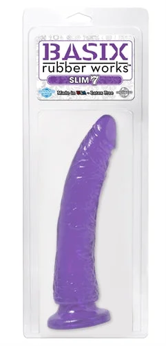 penis-health-exam-tips-Basix Rubber Works - Slim 7 Inch With Suction Cup - Purple