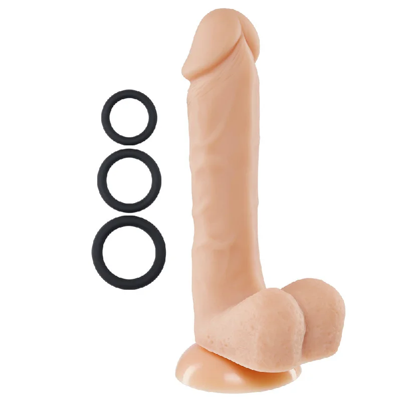 penis-rash-treatment-natural-Pro Sensual Premium Silicone 8 Inch Dong With 3  Cockrings - Flesh