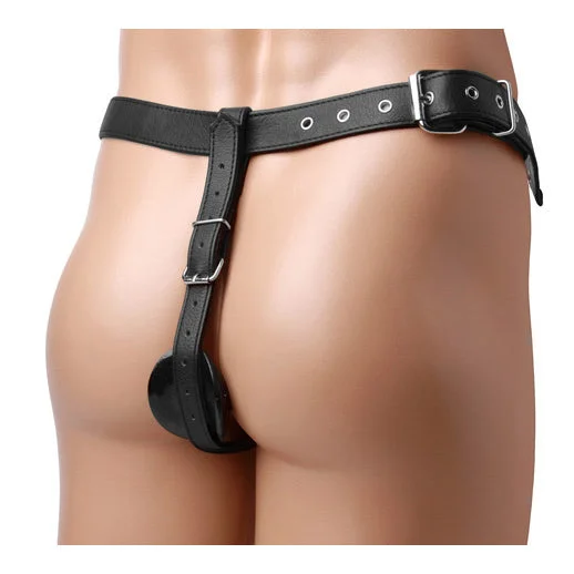 cock ring tough fit-Leather Butt Plug Harness With Cock Ring