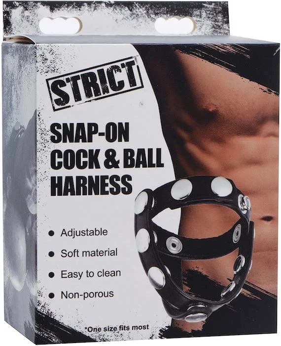 cock ring sensation grip-Strict ''Snap-On'' Cock & Ball Harness