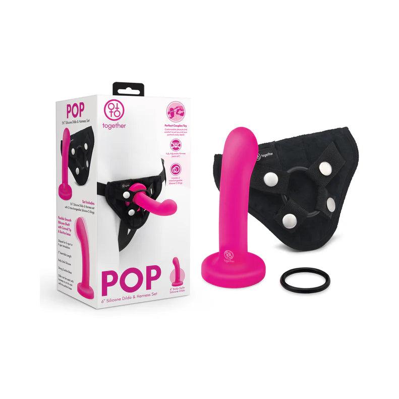 chained mesh lingerie-Dildo-blessed-Together Pop 5 in. Silicone Dildo and Harness Set Pink