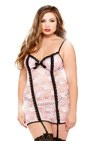 sexy gladiator costume-Sexy Chemise Set - Blush - 1X/2X