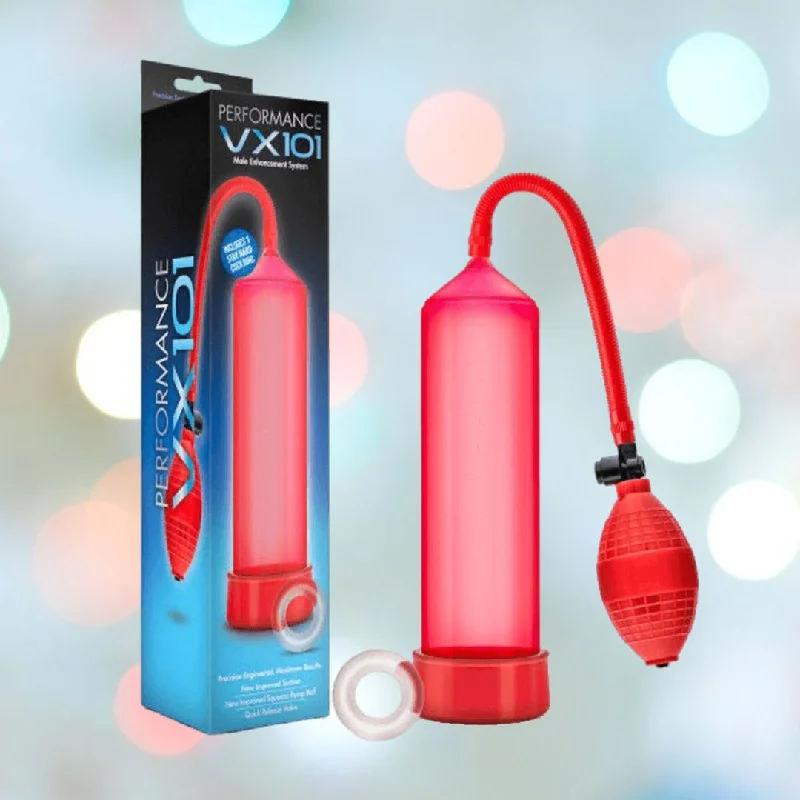 anal toys for novice comfort-Performance VX101 Enhancement Pump with FREE Stay Hard Cock Ring - Red