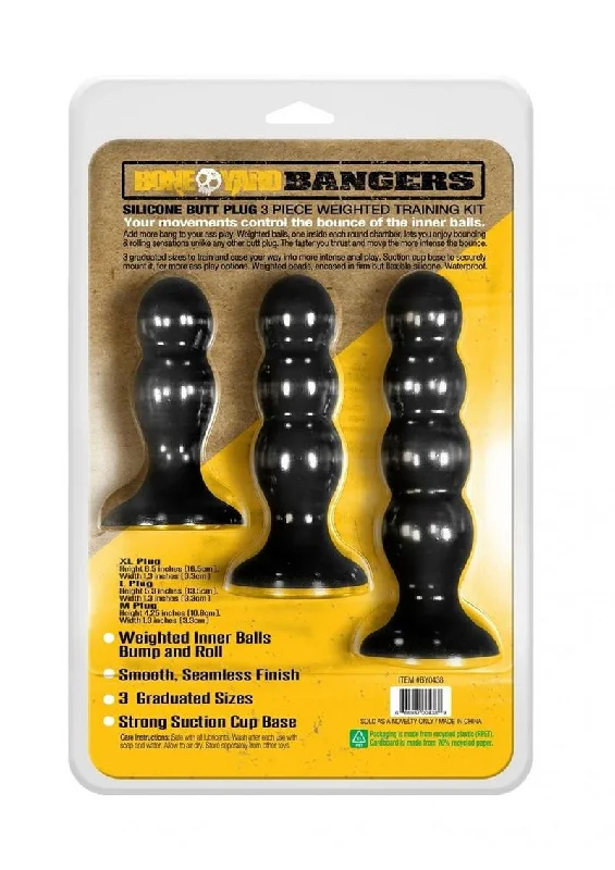 cock ring versatile grip-Boneyard Bangers Silicone Weighted Butt Plug Training Kit