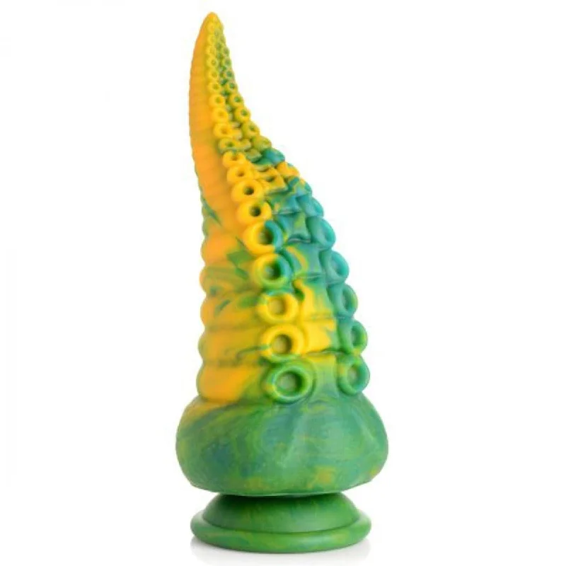 penis-infection-prevention-guide-Creature Cocks Monstropus Tentacled Marble Green And Yellow Monster Silicone Dildo