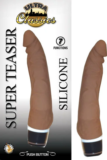 airy denim thong-Dildo-rustic-Ultra Classics Super Teaser Brown Vibrating Dildo