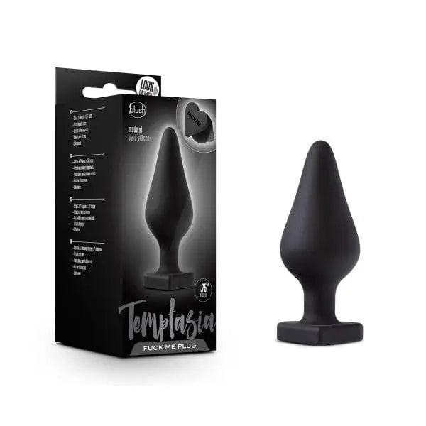 anal toys with etched grip-Temptasia Fuck Me Butt Plug Black